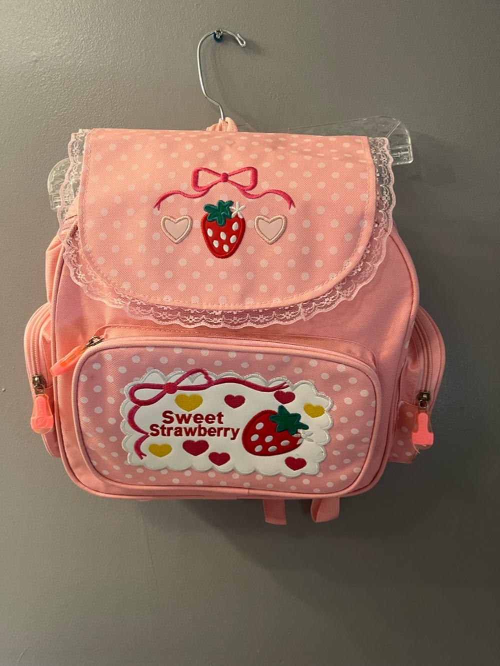 Source Unknown Pink Strawberry Kids Backpack